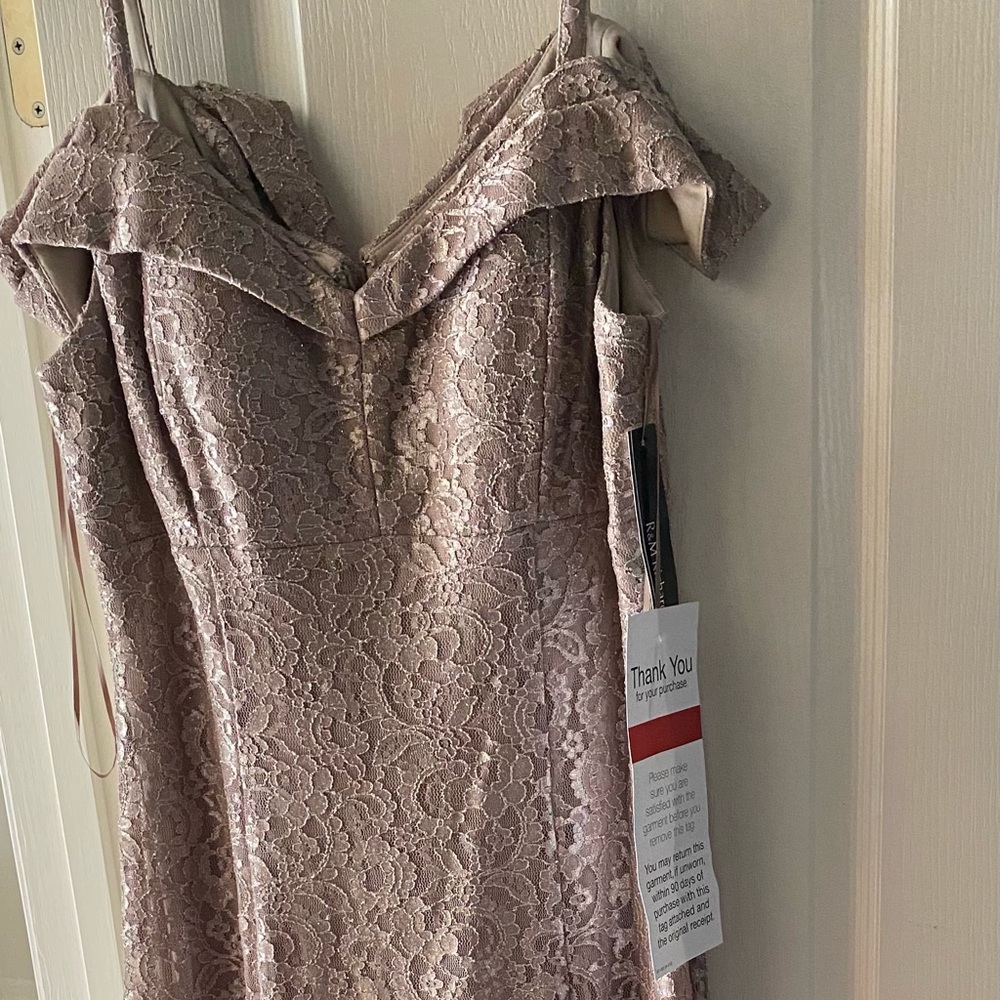 Size 16 champagne off the shoulder RM Rich gown
